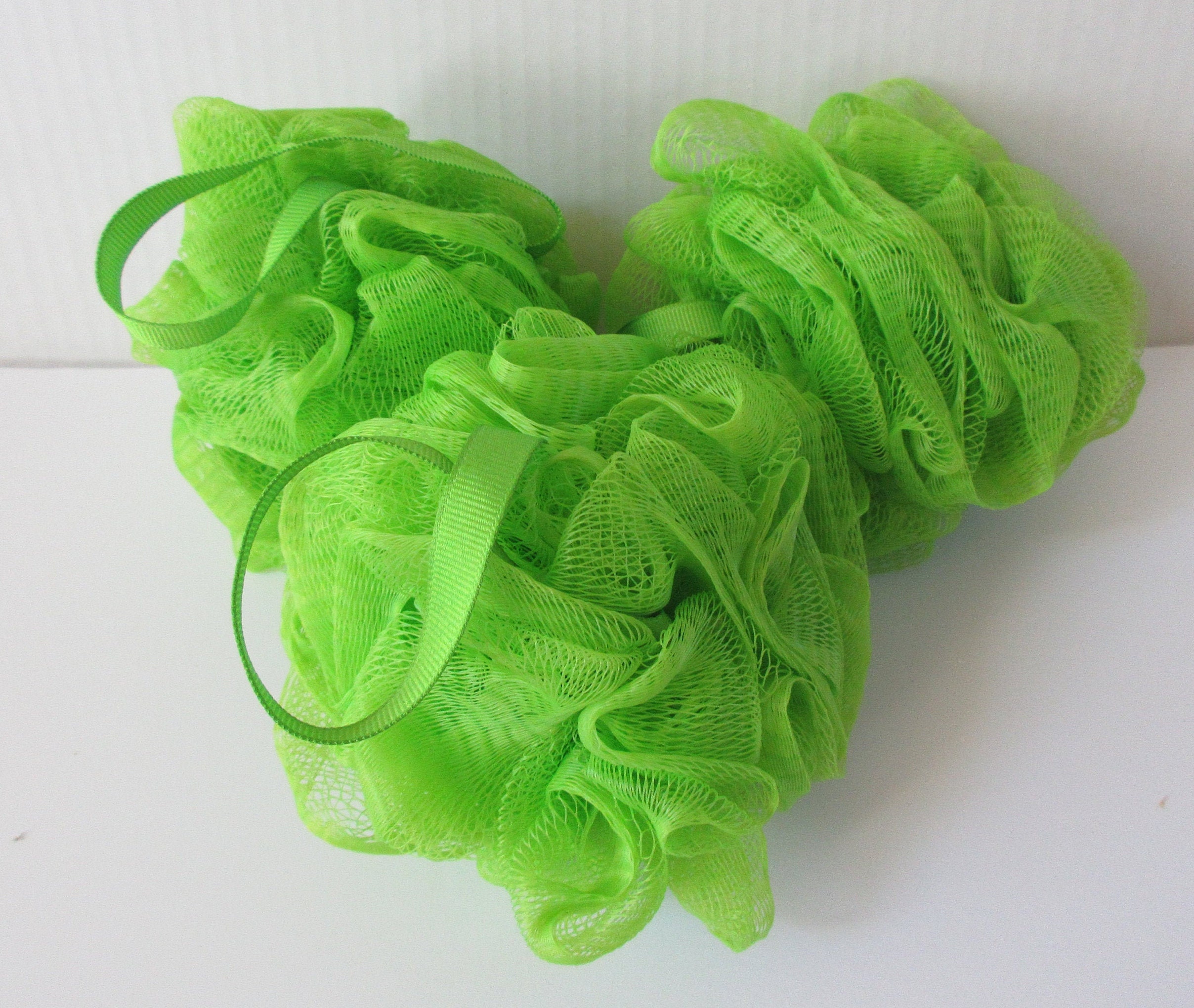Green Bath Pouf Shower Mesh Sponge Body Luffa Scrubber Etsy
