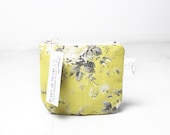 Floral Coin pouch, Yellow Change purse, Small Gadget bag, Credit card case