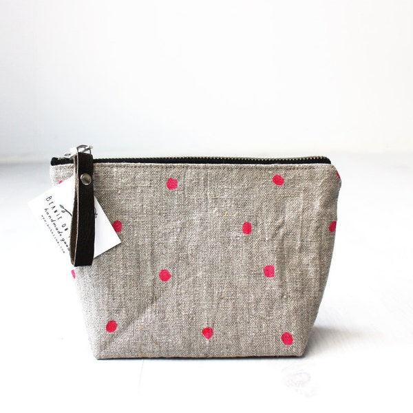 Linen Make up Bag, Small cosmetic pouch, Gadget bag