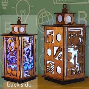 Back to School Teacher Gift Lantern – Wooden Night Light with Apple  Pencil Design – Handmade LED Lamp – Classroom or Teacher Appreciation