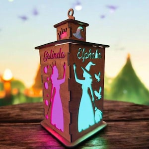 Wicked Inspired Handmade Lantern – Elphaba and Glinda LED Lamp