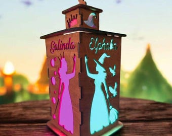 Wicked Inspired Handmade Lantern – Elphaba and Glinda LED Lamp