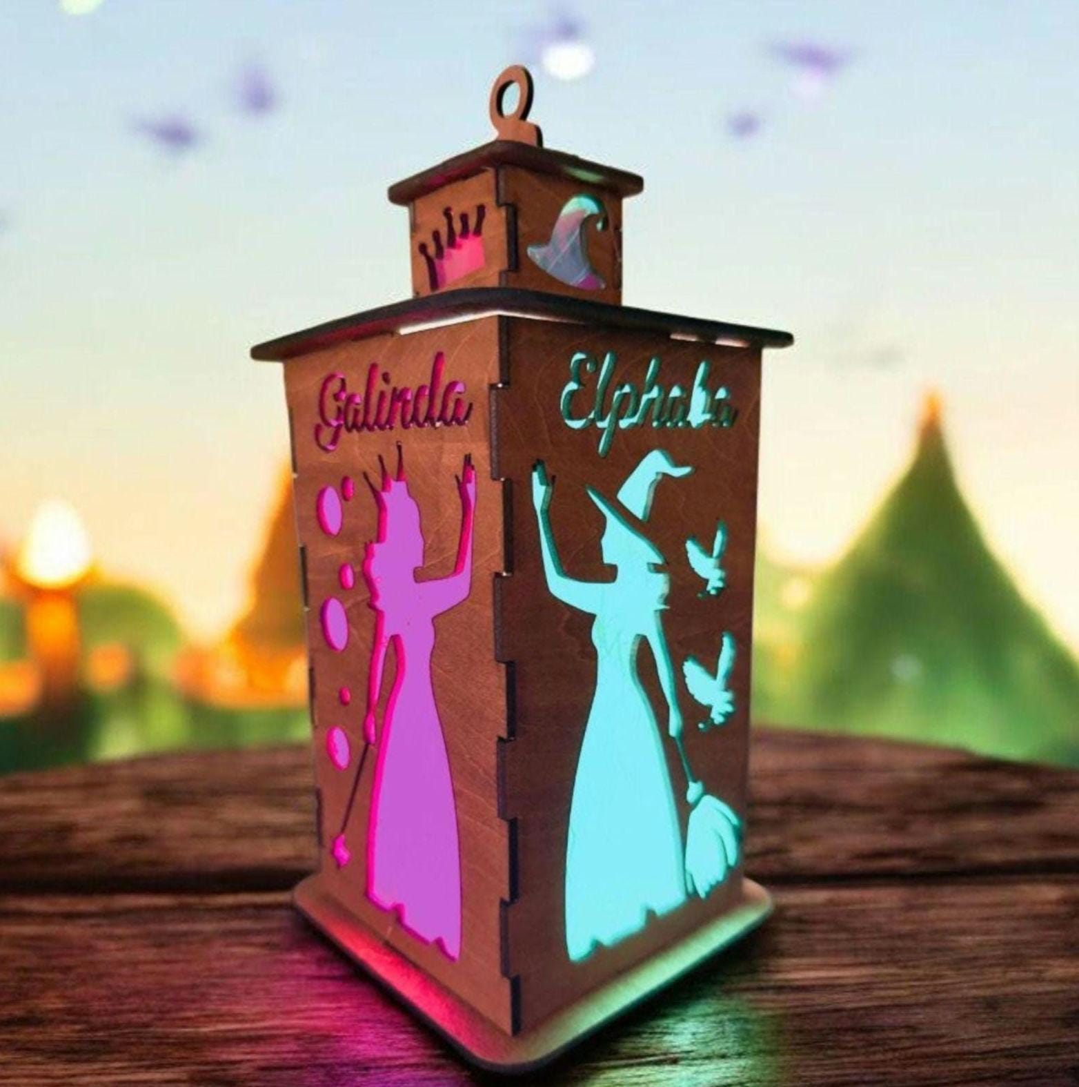Wicked Inspired Handmade Lantern – Elphaba and Glinda LED Lamp - Etsy