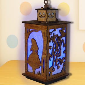 Alice in Wonderland Lantern – LED Night Light for Book Lovers & Dreamers, Handmade Laser Cut Decor, Whimsical Glow Gift