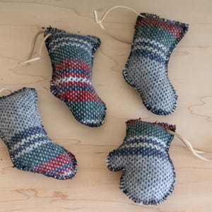 Enfeite de Natal artesanal em lã xadrez para topo de presente, difusor de óleos essenciais, decoração de mesa para árvore.