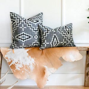 Kiva Steps Wool Pillow Cover: Southwestern Black and White Design