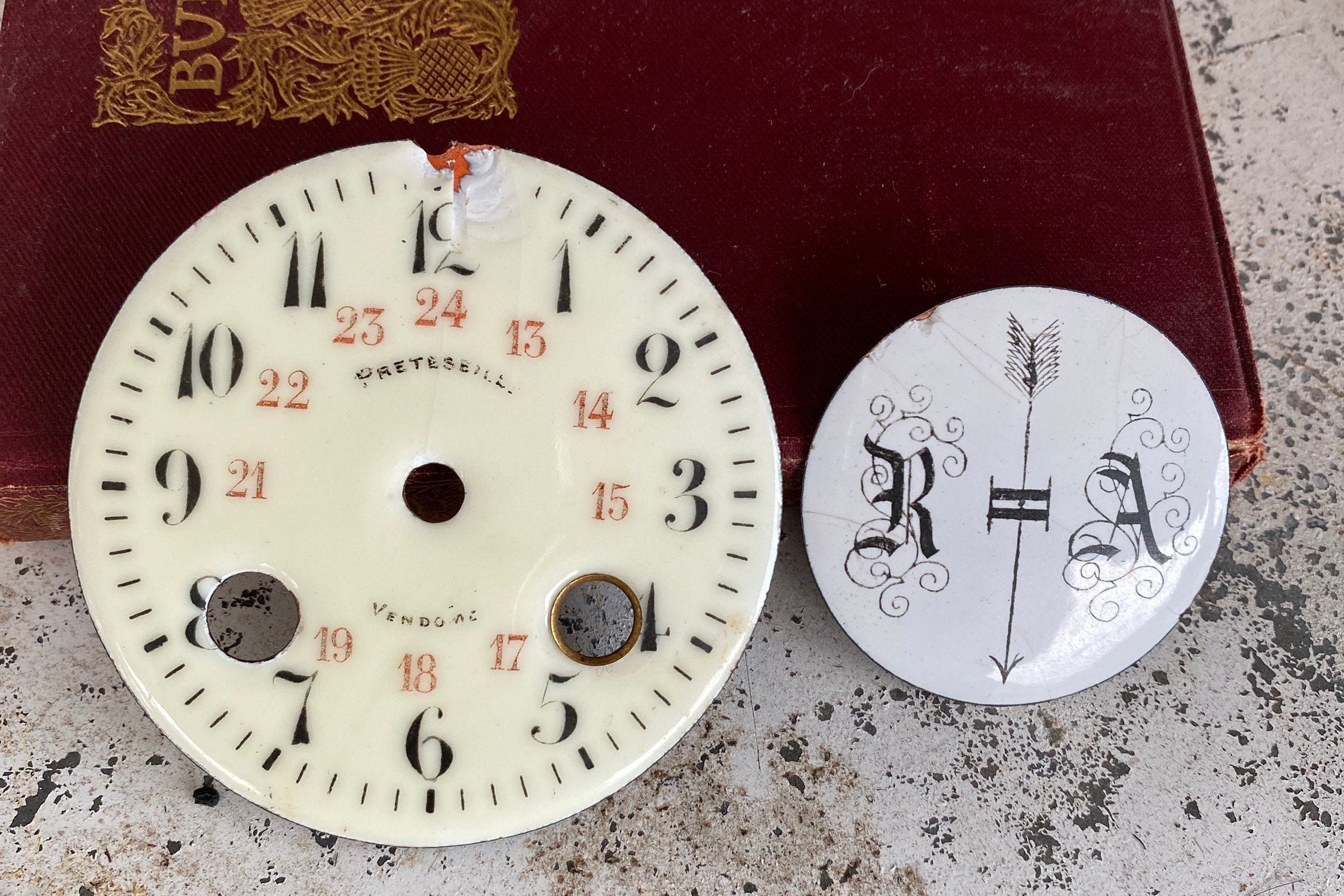 Lot of Vintage French enamel clock face parts porcelain clock | Etsy