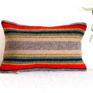 Yakima Camp Blanket mineral umber wool pillow cover, 11x17&quot; striped throw pillowcase, rustic southwestern decor, (ready to ship)