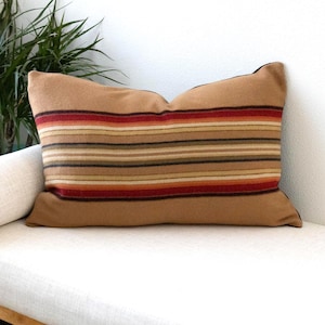 Striped Wool Pillow Cover: Western Cabin Decor (16x26)
