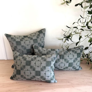 Kussensloop voor binnen en buiten, Silverlake grenen, groengrijs kussen met textuur, wasbare hoogwaardige stof (op bestelling gemaakt)