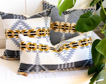 Rancho Arroyo Ivory Wool Pillow Cover: Southwestern Custom Cushion
