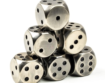 Rounded Gen2 Heavy Metal Six Sided 16mm D6 Dice (6 Pack)