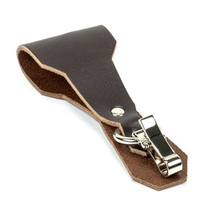 Italian Leather Saber D Ring Clip, Perfect For Jedi and Sith Cosplay (Brown/Black)