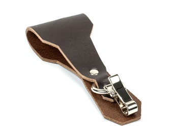 Italian Leather Saber D Ring Clip, Perfect For Jedi and Sith Cosplay (Brown/Black)