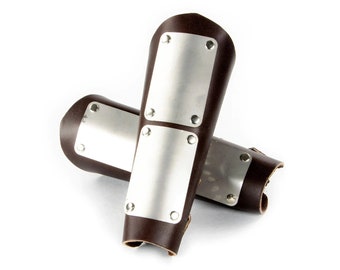 Italian Leather Brown Bracers, Perfect for Jedi Sith and Mandalorian Cosplay
