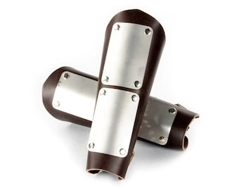 Italian Leather Brown Bracers, Perfect for Jedi Sith and Mandalorian Cosplay