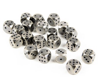 Rounded Gen1 Heavy Metal Six Sided 12mm D6 Dice (10 Pack)