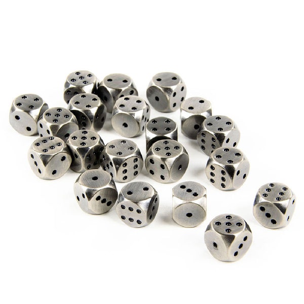 Rounded Gen1 Heavy Metal Six Sided 12mm D6 Dice (10 Pack)