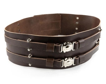 Italian Leather Brown Kidney Belt, Perfect For Jedi, Sith, and Mandalorian Cosplay