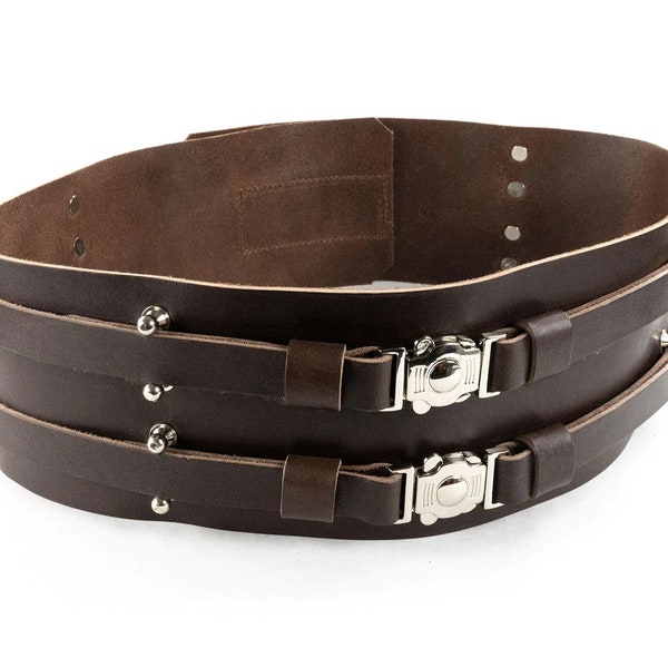 Italian Leather Brown Kidney Belt, Perfect For Jedi, Sith, and Mandalorian Cosplay