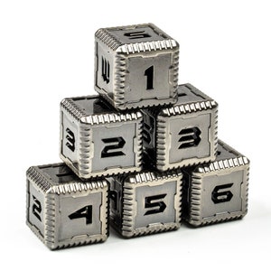 Sci-Fi Number Gen2 Heavy Metal Six Sided 16mm D6 Dice (6 Pack)