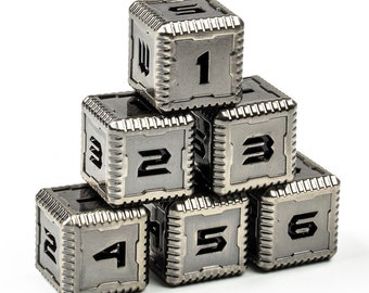 Sci-Fi Number Gen2 Heavy Metal Six Sided 16mm D6 Dice (6 Pack)