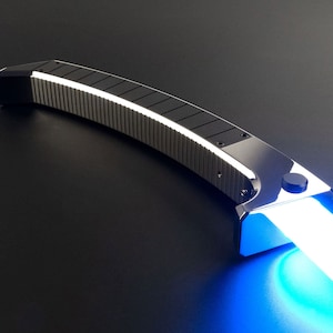 Cyber Assassin Chrome/Black Curved Saber, Smoothswing Chose RGB or GHV3 Pixel, tags star wars jedi sith lightsaber darth