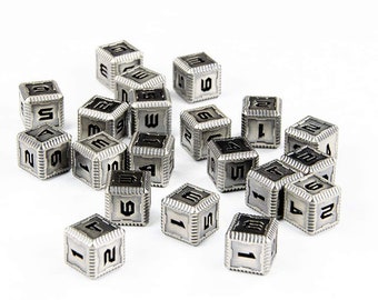 Sci-Fi Number Gen1 Heavy Metal Six Sided 12mm D6 Dice (10 Pack)