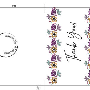 Lot de 10 cartes de remerciement imprimables, motif floral et feuilles de la jungle, lot de 10, carte pliable A6, téléchargement immédiat PDF, entreprise, mariage