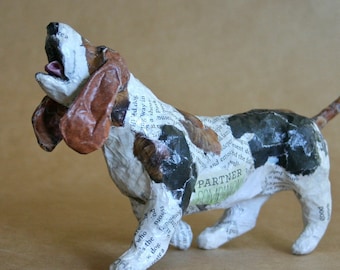 Basset Hound, Unique Whimsical Paper Mache Dog Sculpture