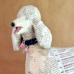 French Poodle, Unique, One-of-a-Kind, Whimsical Paper Mache Dog Sculpture