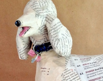 French Poodle, Unique, One-of-a-Kind, Whimsical Paper Mache Dog Sculpture