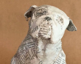 English Bulldog, Unique Whimsical Paper Mache Dog Sculpture - Custom Pieces Available Upon Request