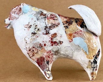 Pomeranian, Unique, Whimsical, Paper Mache Dog Sculpture