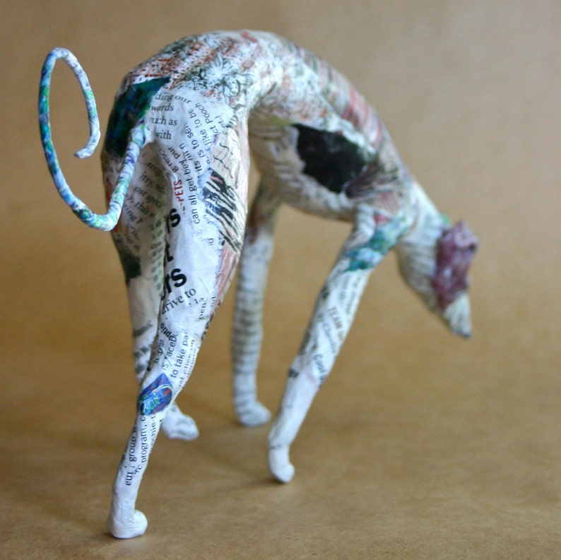 Hound Unique Whimsical Paper Mache Dog Sculpture Custom Etsy