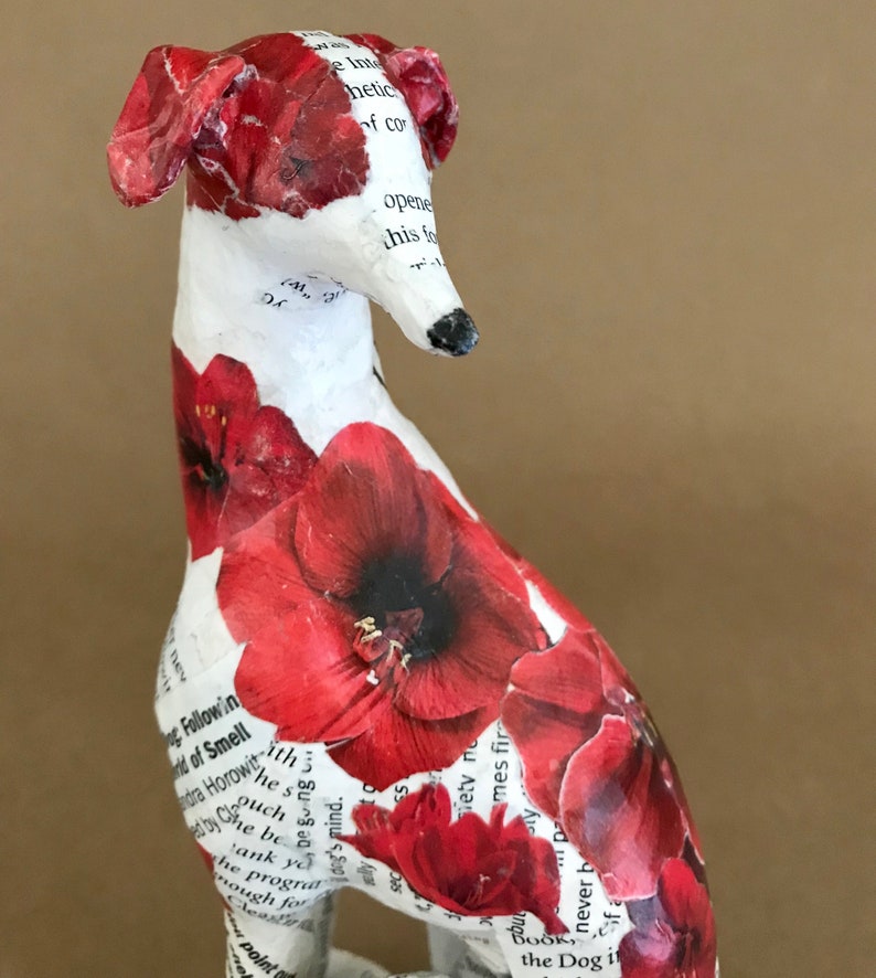 Hound, Unique Whimsical Paper Mache Dog Sculpture Custom Pieces