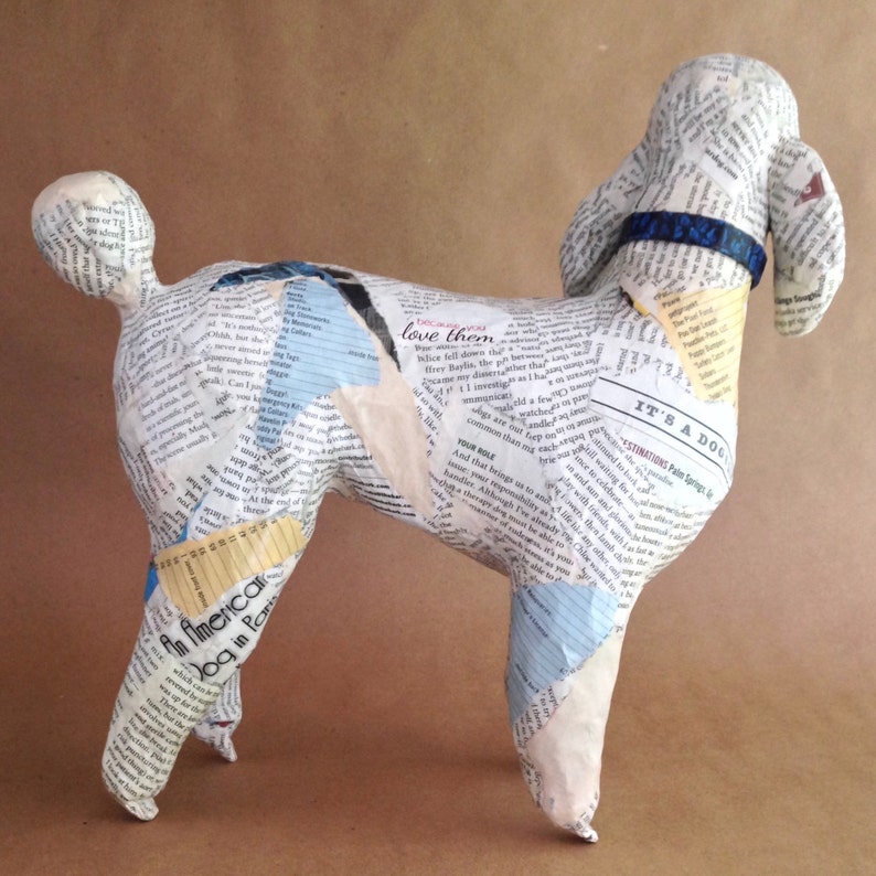 French Poodle, Unique, Oneofakind, Whimsical Paper Mache Dog