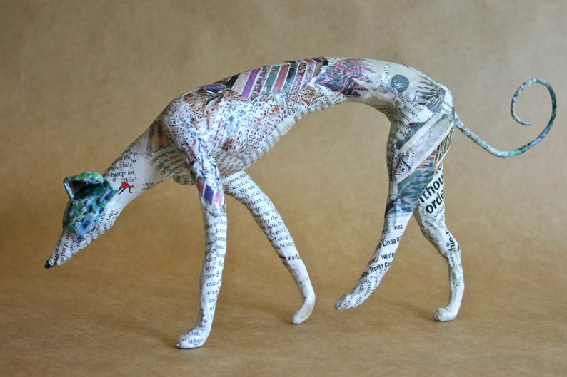 Hound, Unique Whimsical Paper Mache Dog Sculpture Custom Pieces Available Upon Request image 2