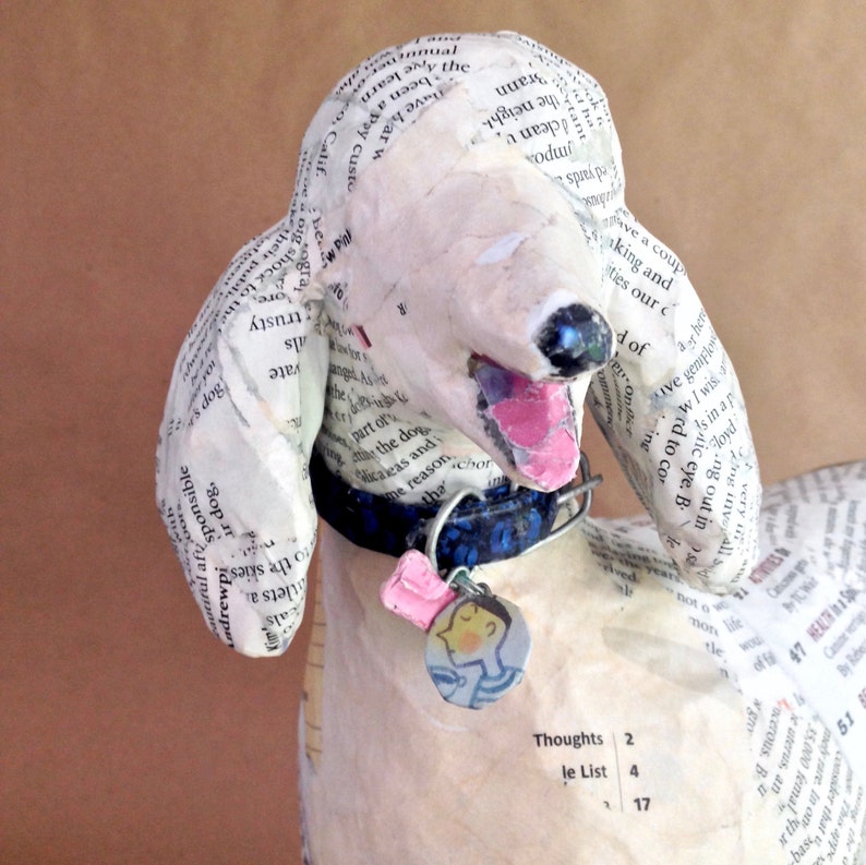 French Poodle, Unique, Oneofakind, Whimsical Paper Mache Dog