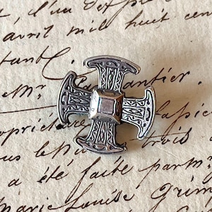 Antique/Vintage Celtic Cross Pin/Brooch - White Metal.