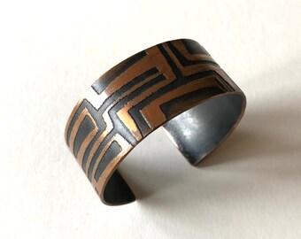 Acid-Etched Solid Copper Cuff Bracelet