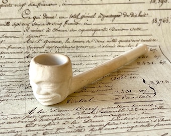 Antique/Vintage Figural Clay Pipe With Glazed Mouth-Piece - Late 1800's - Early 1900's.