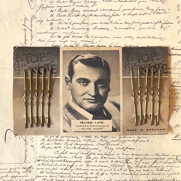 Vintage Bobby Clips/Hairpins - Frankie Laine - Melody Maker - Circa 1940's-1950's.