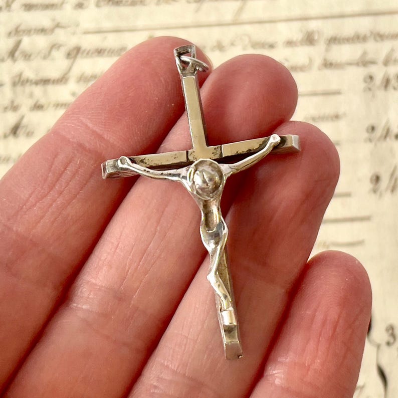 Vintage Silver Crucifix/Cross Pendant - Modernist/Sculptural Crucifix. image 4
