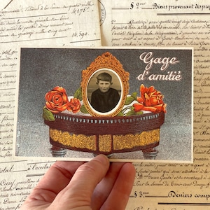 Antique French Photo Portrait Postcard - French Ephemera - Early 20th Century.