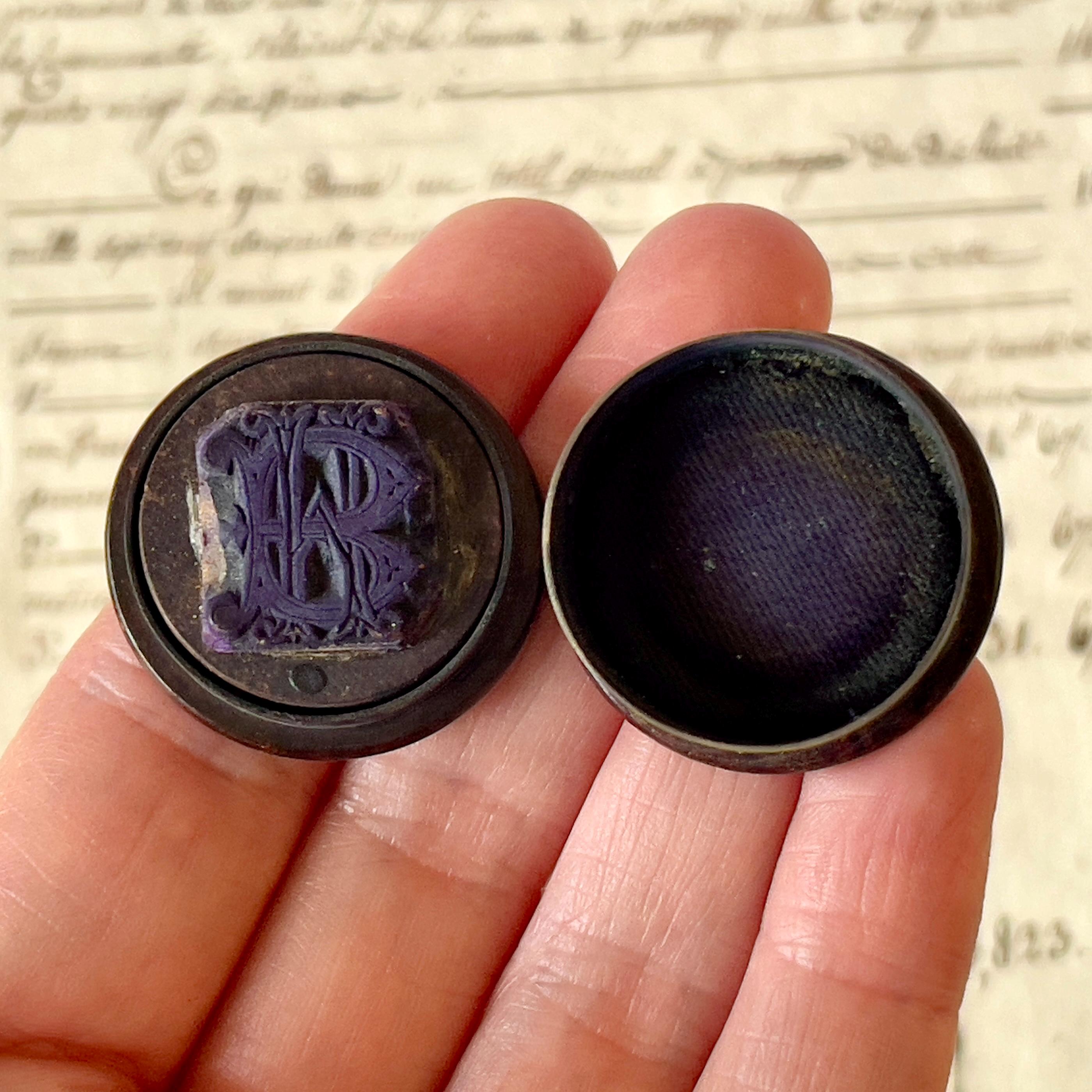 珍しいアンティーク モノグラム シール/スタンプ - H.B または B.H - 木製および金属製の箱 - ビクトリア朝/エドワード朝。 - Etsy  日本