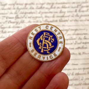 Vintage WWII/World War Two Enamel Badge/Pin/Pinback - 'Rest Centre Service' - Home Front/Home Guard - Circa 1940's.