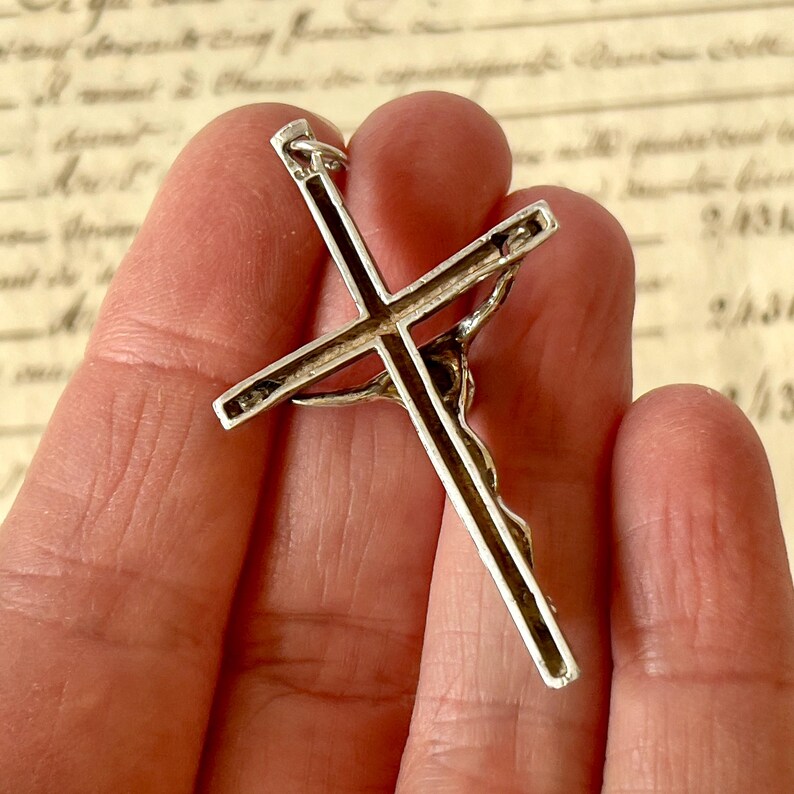Vintage Silver Crucifix/Cross Pendant - Modernist/Sculptural Crucifix. image 6