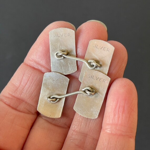 Vintage Art Deco Cufflinks/Cuff Links - Solid Sil… - image 2