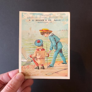 Cartões comerciais de máquinas de costura antigas/vintage - Cartões comerciais americanos originais - Vitoriano, década de 1800.